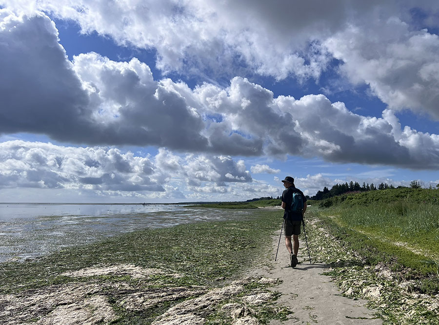 Vandrer på stranden på Nordsøstien