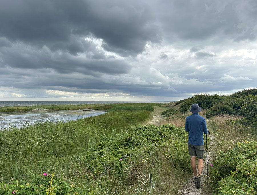 Vandrer på sti ved Kattegat